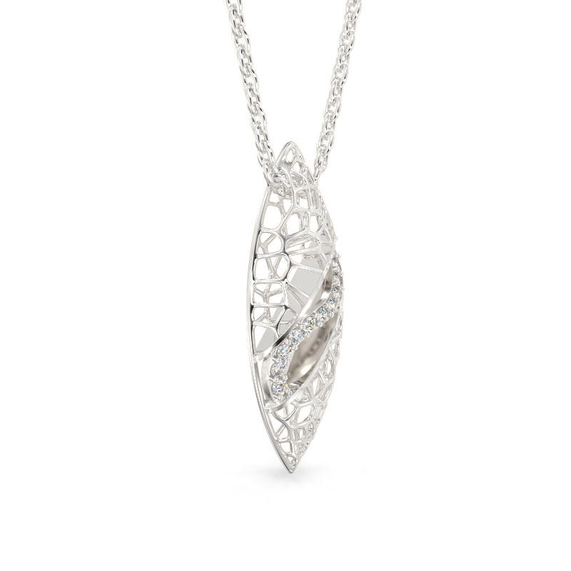 Ficus Leaf White Gold Pendant2