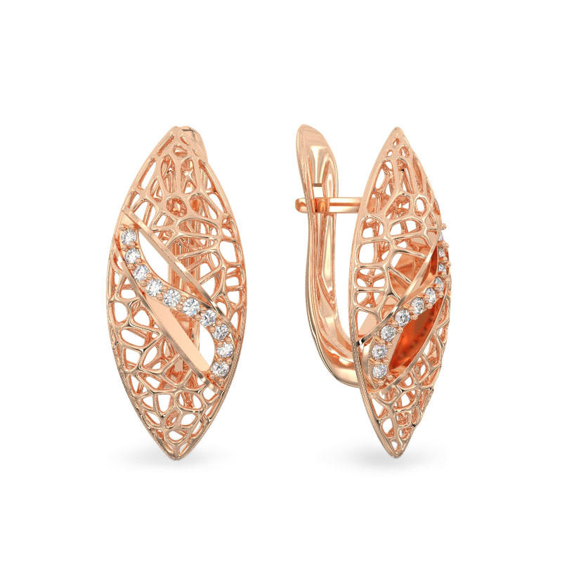 Ficus Leaf rose Gold Earrings