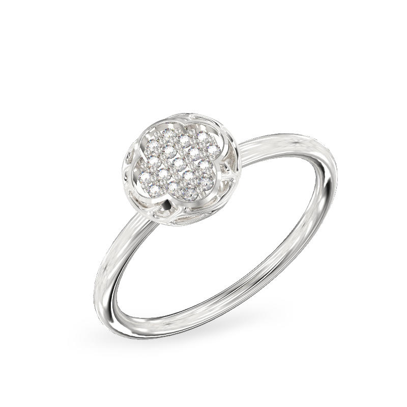 Four Leaf White Gold Ring