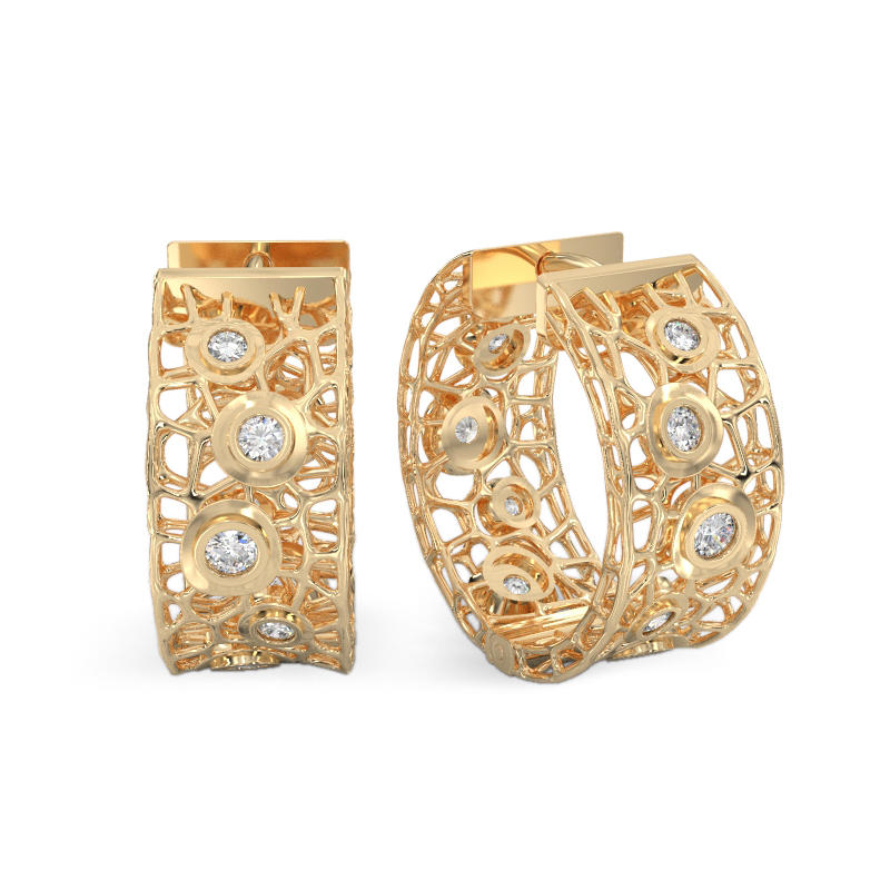 Gold Coral Earrings with stones