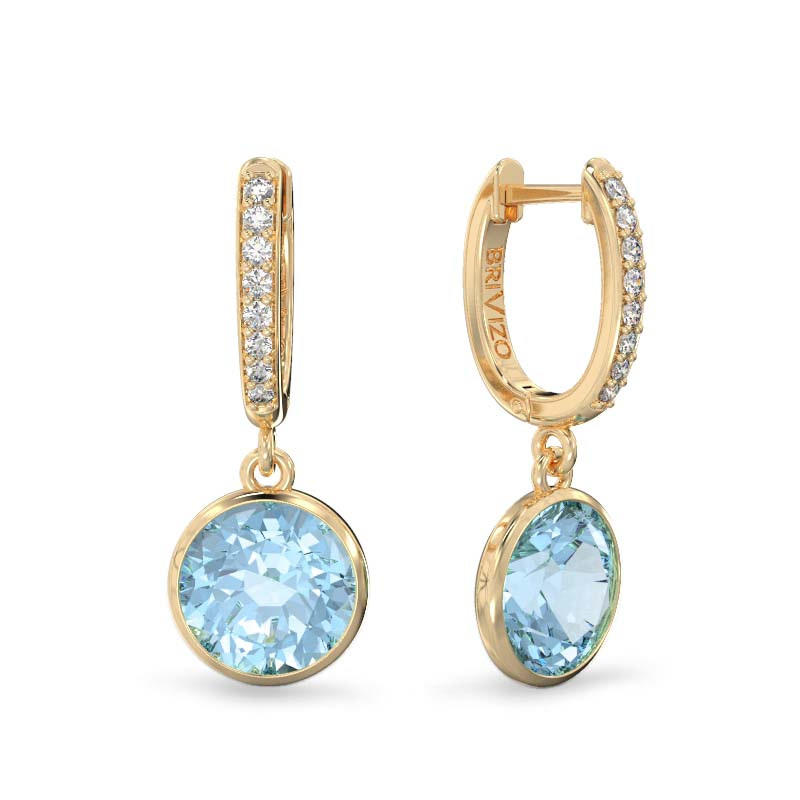 Gold Earrings with Round Topaz 1