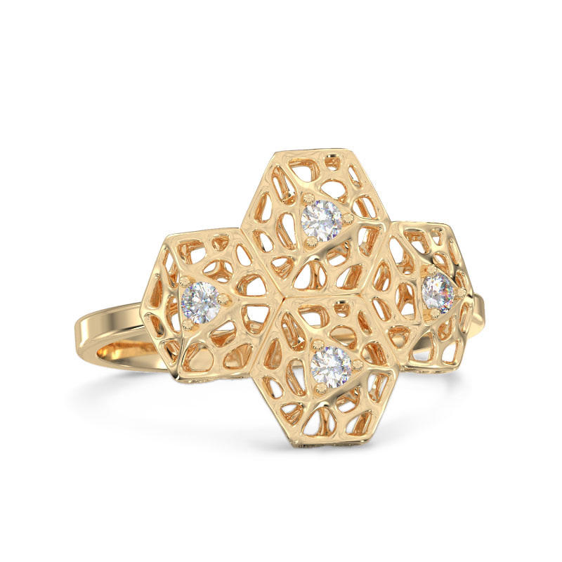 Honey Comb Gold Ring2