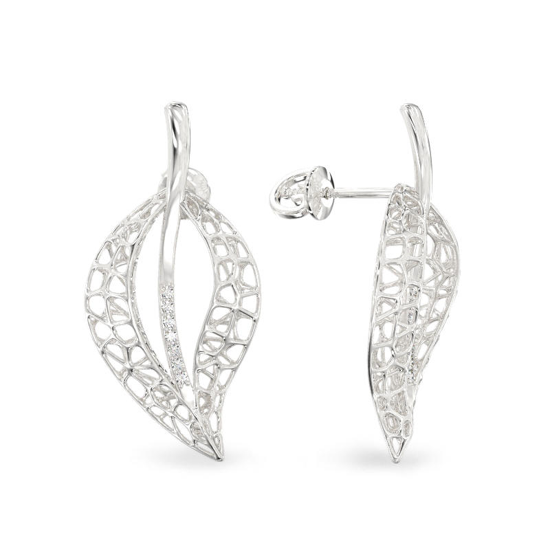 Jasmine Leaf White Gold Earrings