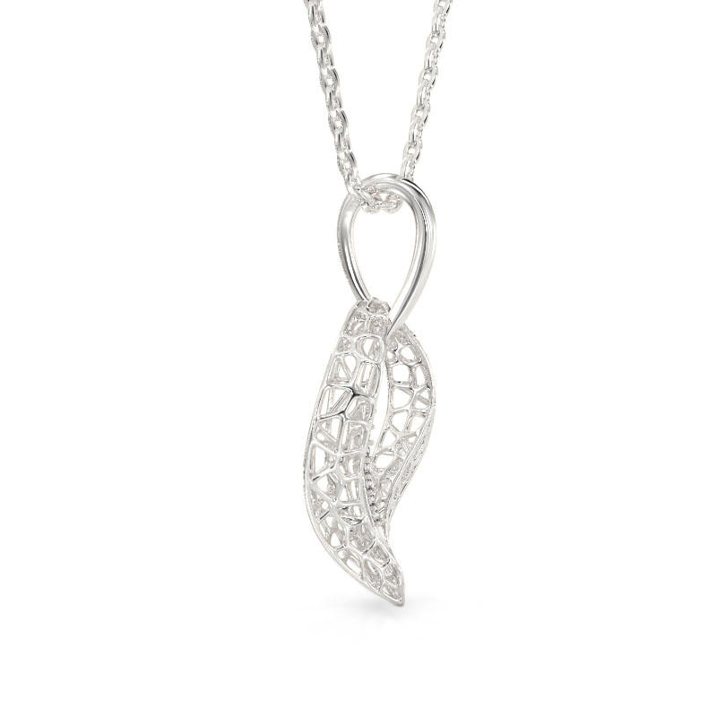 Jasmine Leaf White Gold Pendant 2