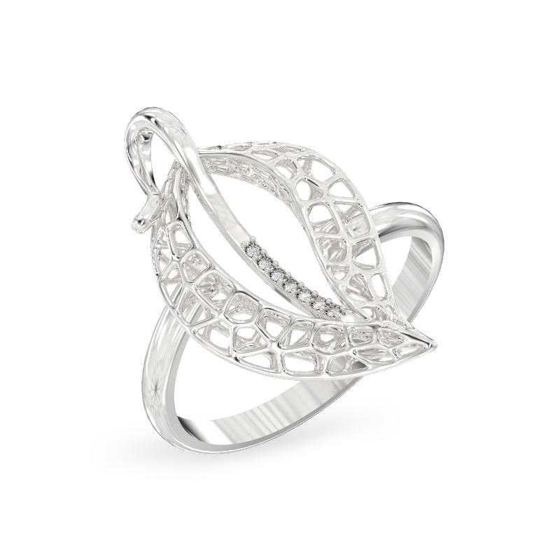 Jasmine Leaf White Gold Ring