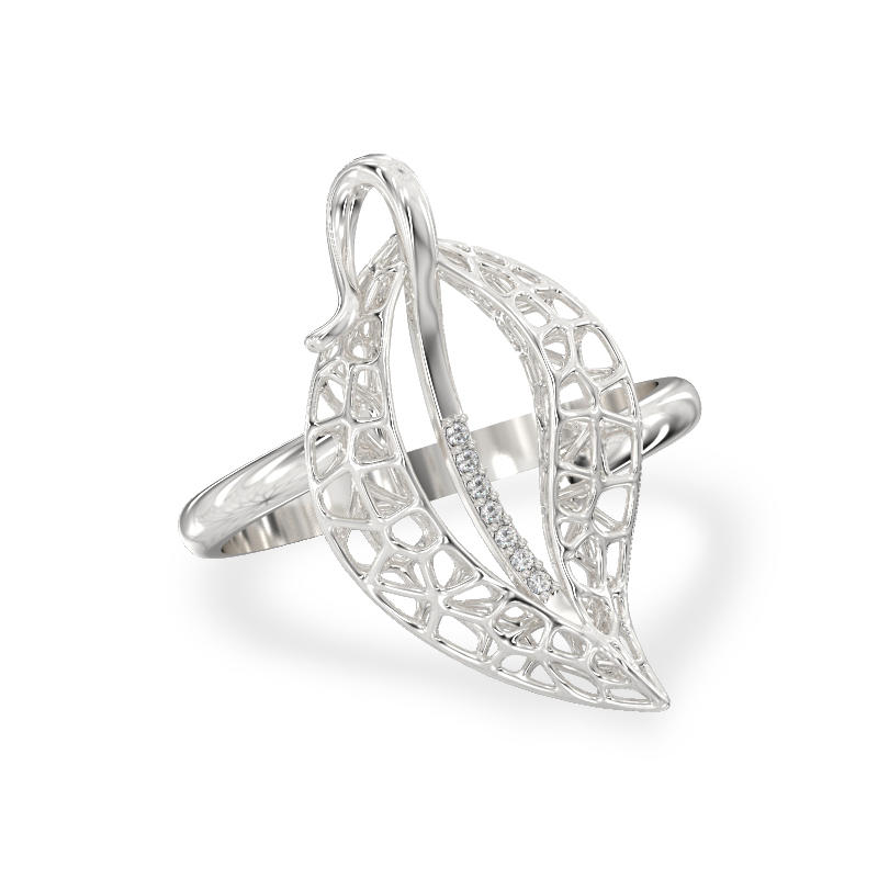 Jasmine Leaf White Gold Ring2