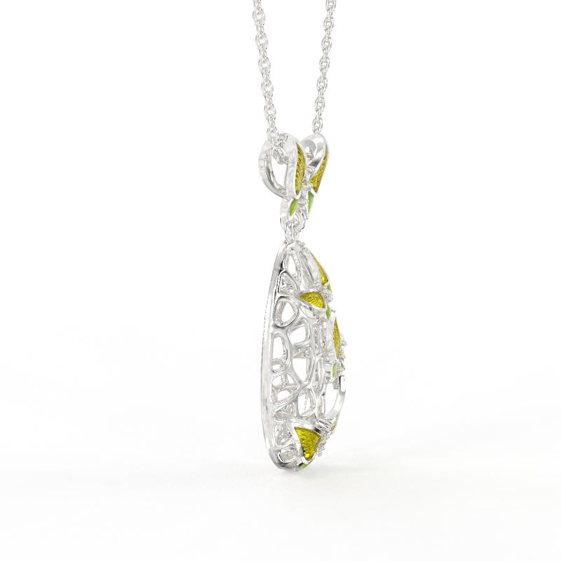 Long Silver Pendant With Butterflies 2