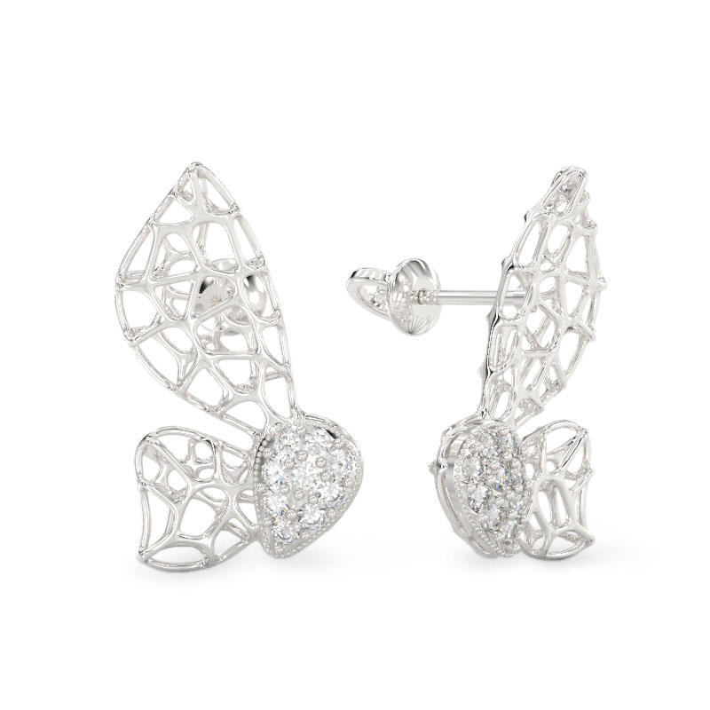 Moth White Gold Earrings