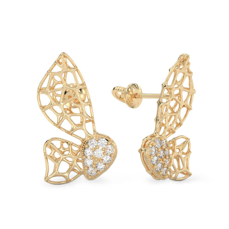 Moth Yellow Gold Earrings