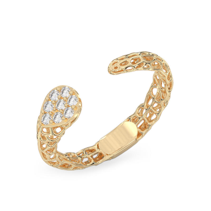 Neat Coral Ring From Yellow Gold