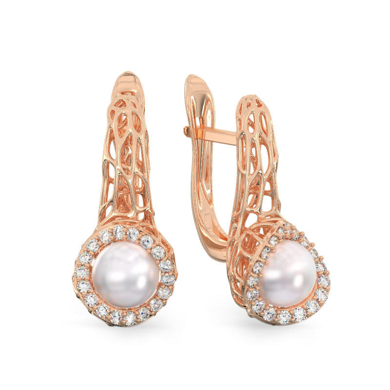 Rich Pearl Rose Gold Earrings