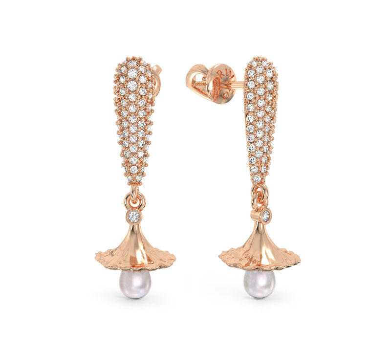Rose Gold Bell Flower Earrings