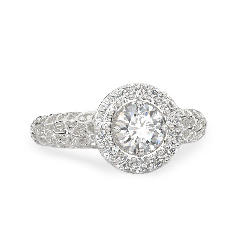 Shining Coral White Gold Ring2