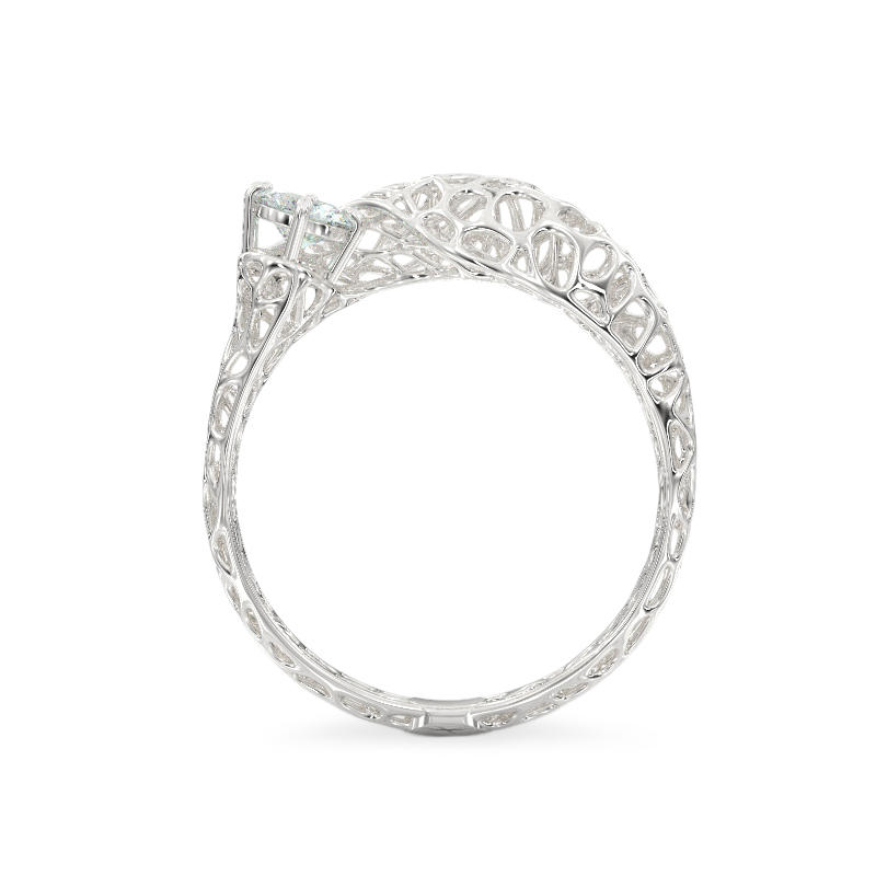 Snake with Stone White Gold Ring 3