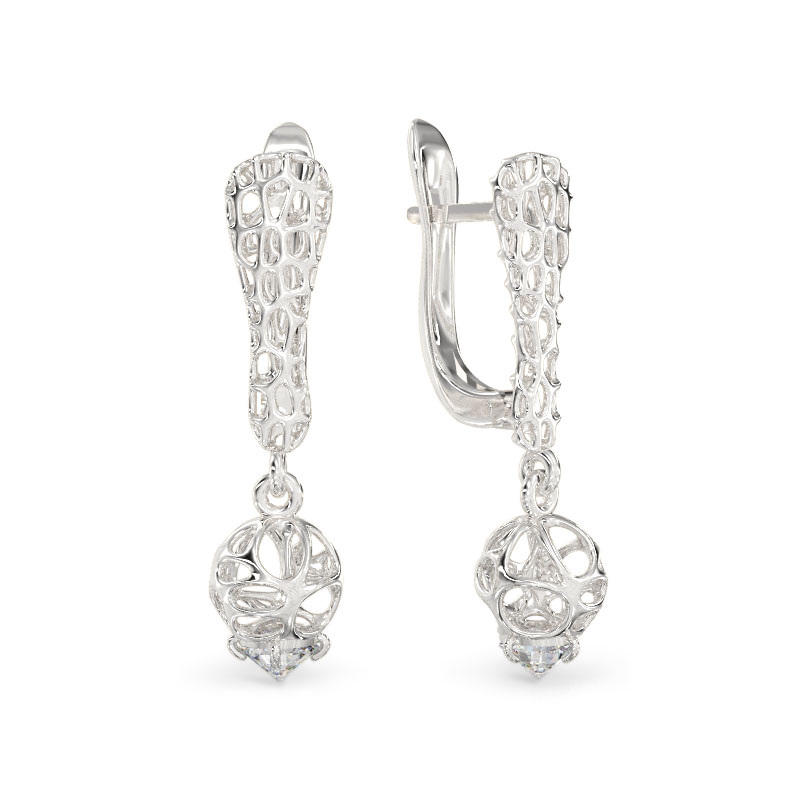 Two Balls White Gold Earrings