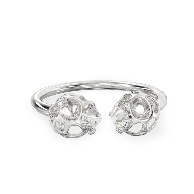 Two Balls White Gold Ring2