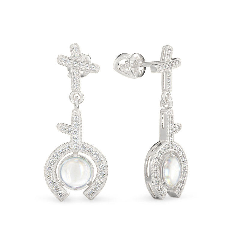 White Gold Earrings With Horseshoe