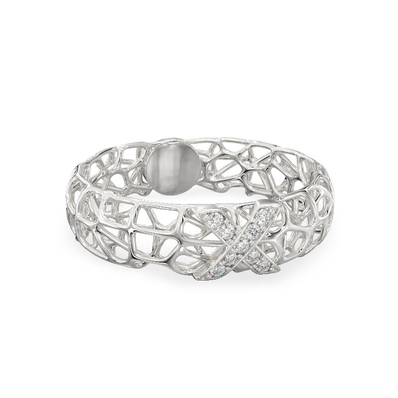 X Coral Ring From White Gold2