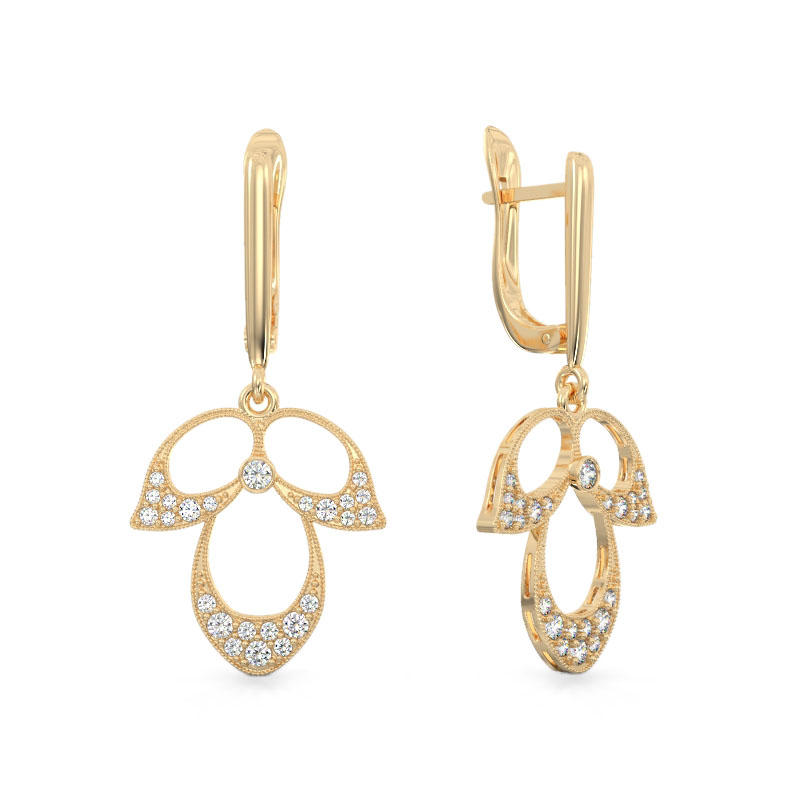 Yellow Gold Flower Petals Earrings