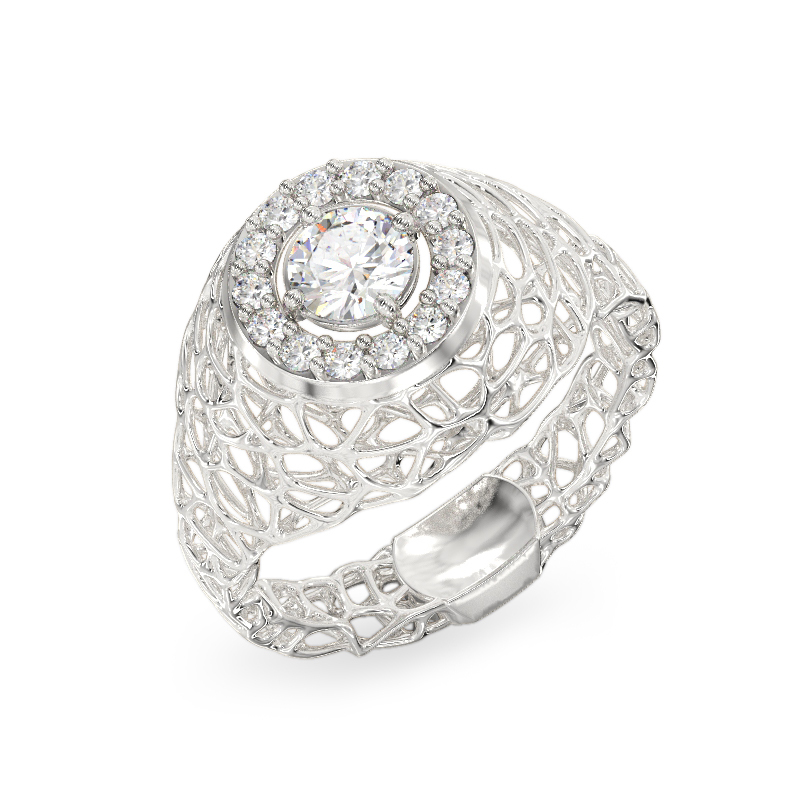 Chic Coral White Gold Ring