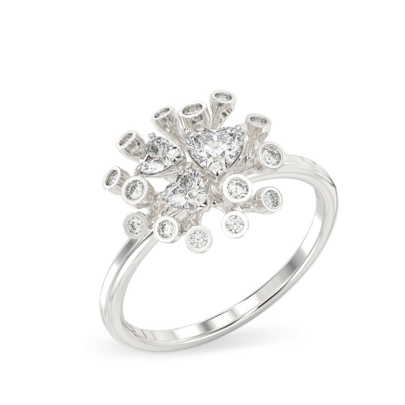 Chrysanthemum White Gold Ring