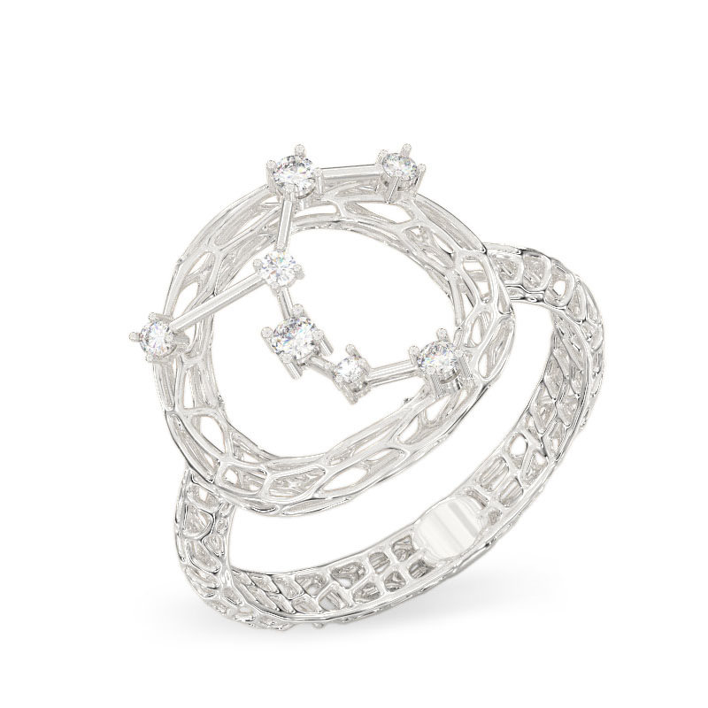 Clock White Gold Ring