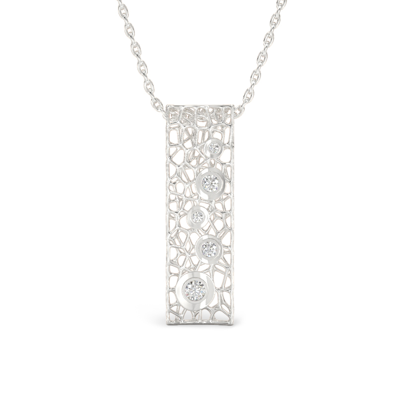 Coral Bubbles Pendant With Stones From White Gold