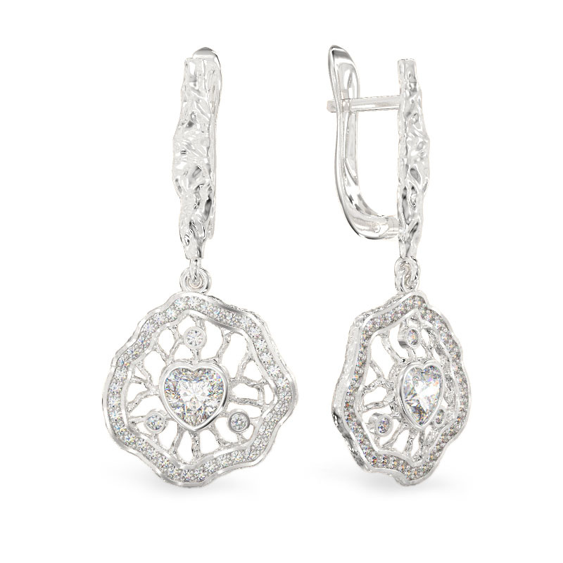 Elegant Petunia White Gold Earrings