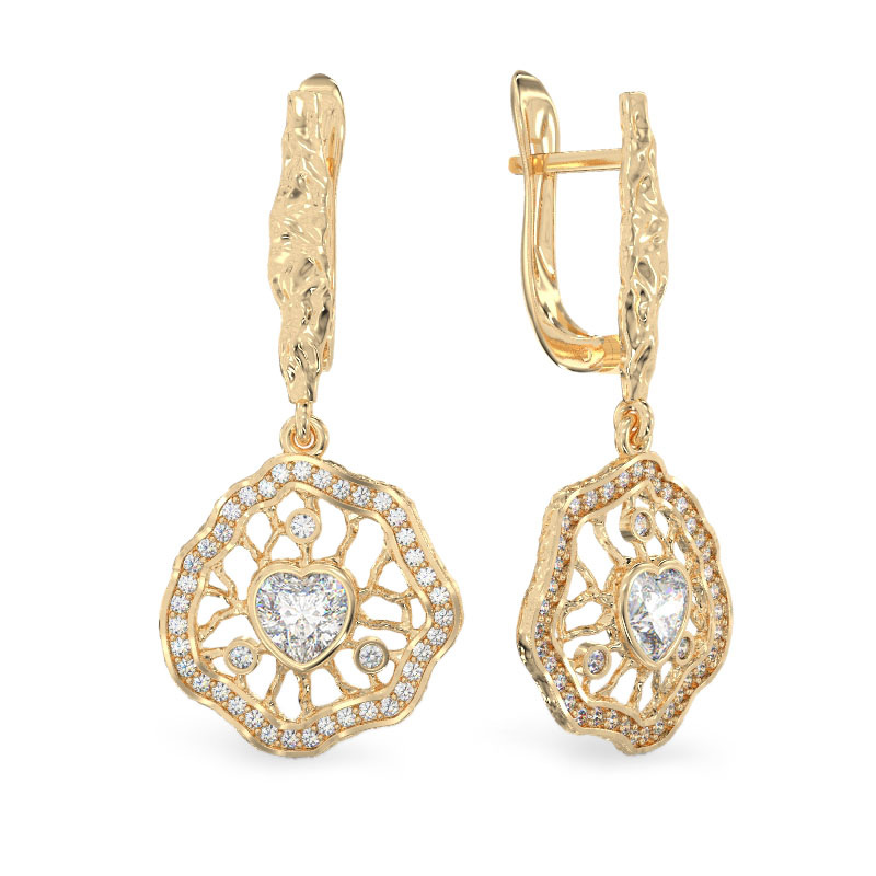 Elegant Petunia Yellow Gold Earrings