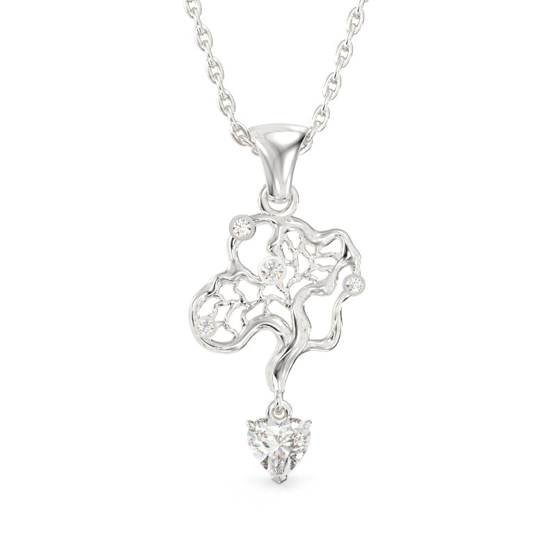 Elegant Tree White Gold Pendant