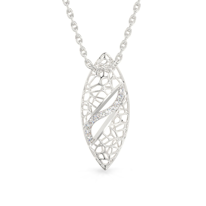 Ficus Leaf White Gold Pendant