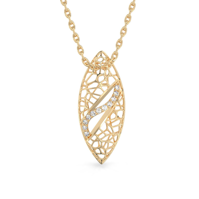 Ficus Leaf Yellow Gold Pendant