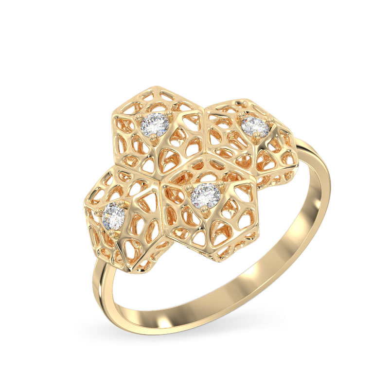 Honey Comb Gold Ring