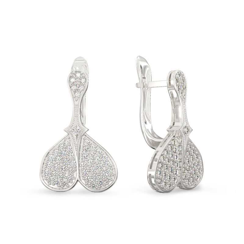 Inverted Heart Earrings From White Gold
