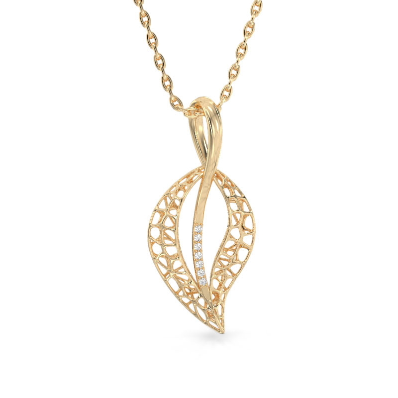 Jasmine Leaf Yellow Gold Pendant