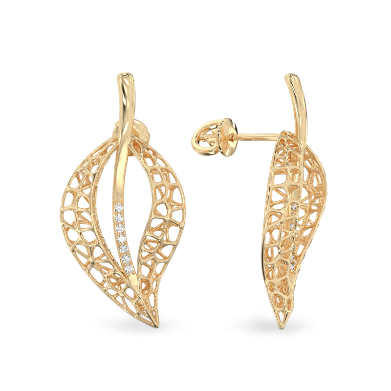 Jasmine Leaf Yellow Gold Earrings