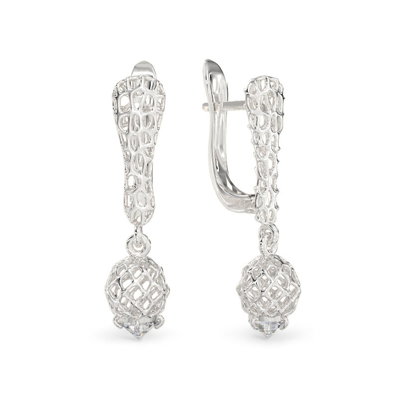Little Balls White Gold Earrings