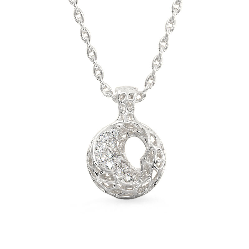 Mystical Coral Pendant From White Gold