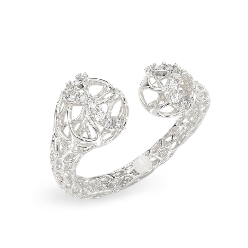 Mystic Coral Ring From White Gold