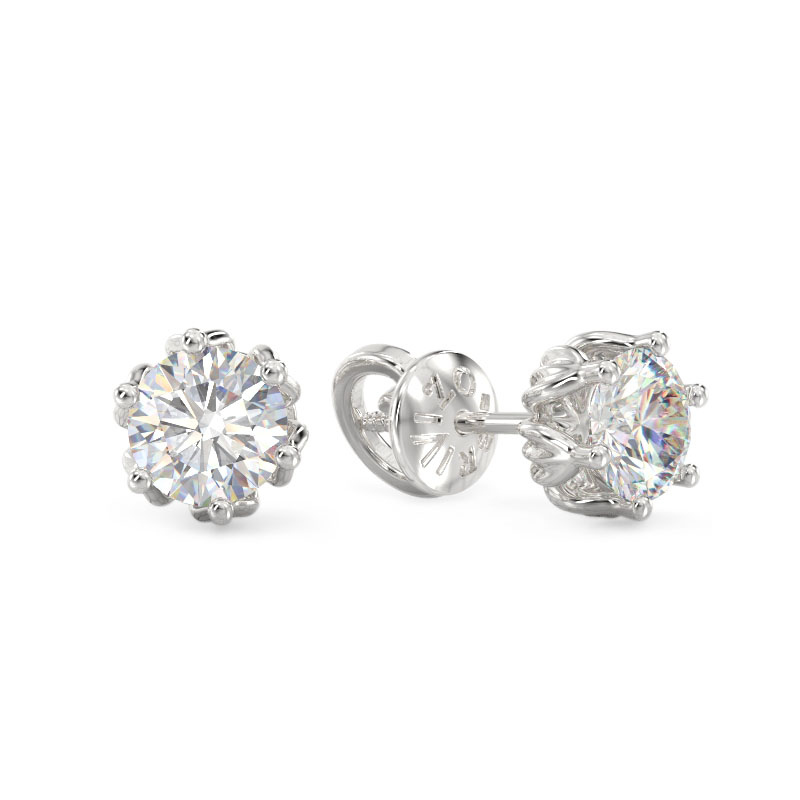 One Stone White Gold Earrings