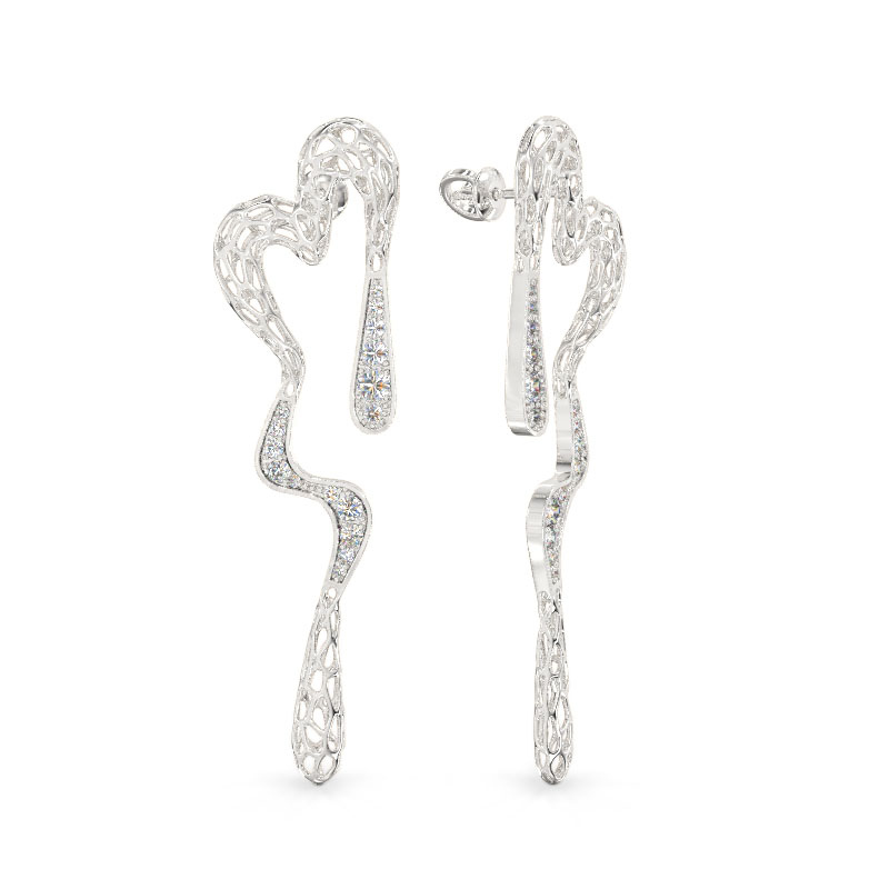 Open Heart White Gold Earrings