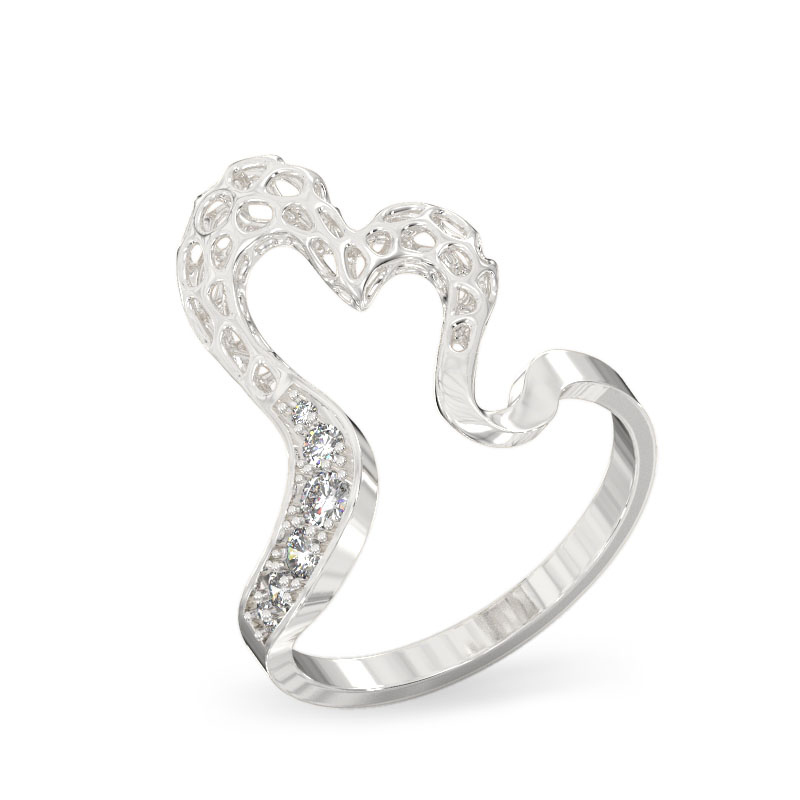 Open Heart White Gold Ring