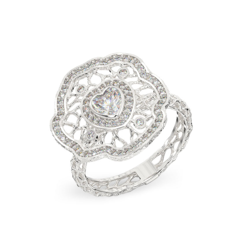 Petunia White Gold Ring