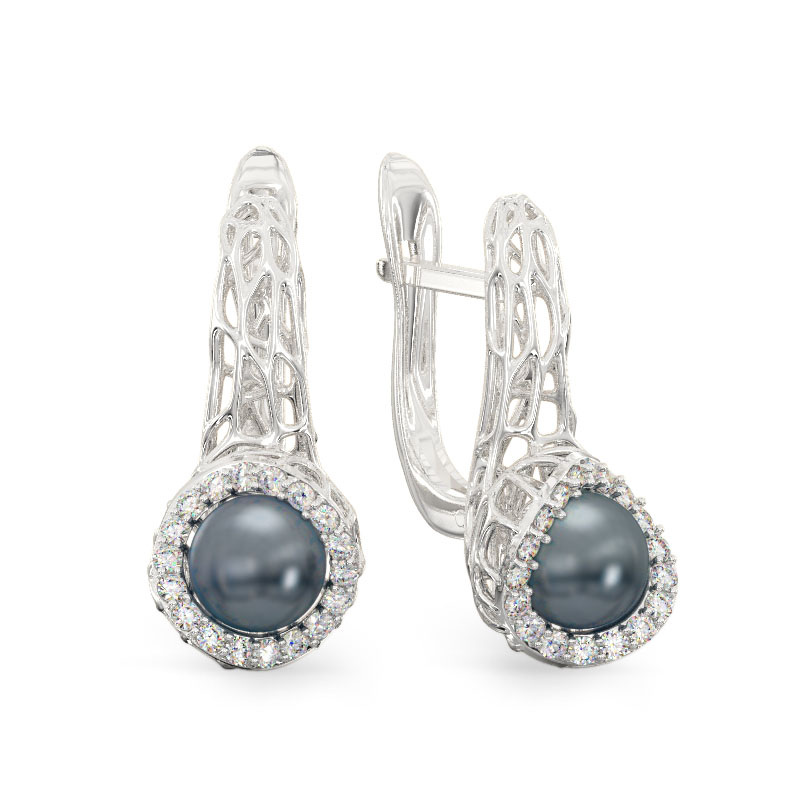 Rich Pearl White Gold Earrings