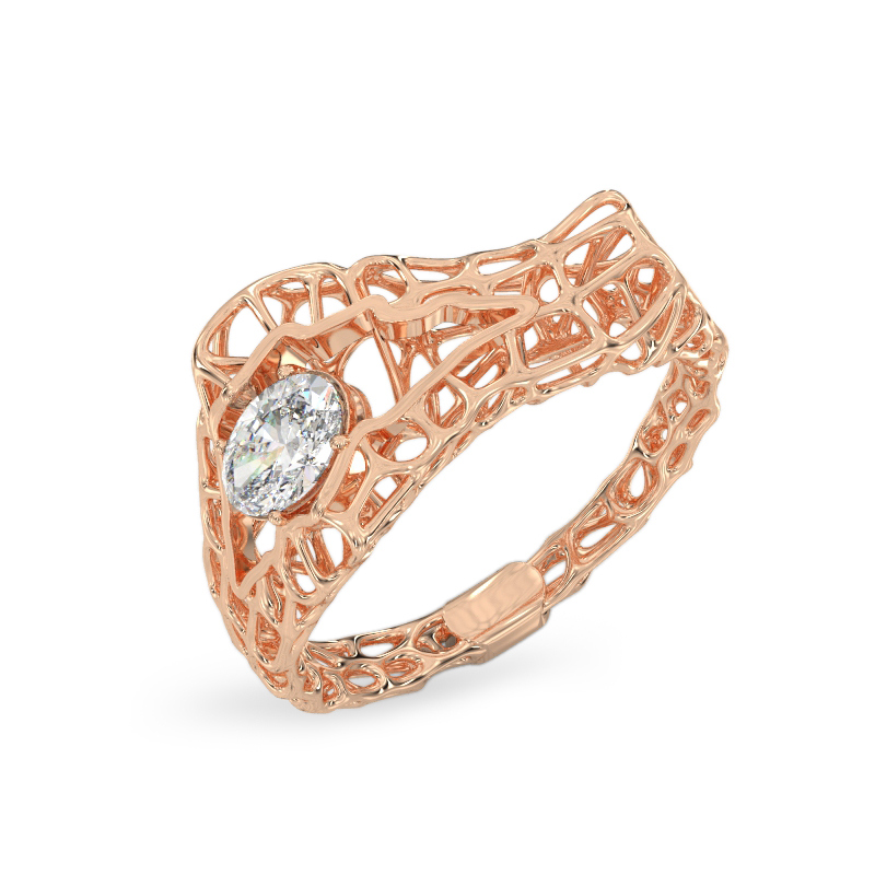 Seashell With Stone Rose Gold Ring