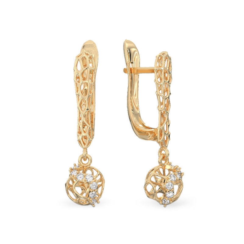 Small Mystic Coral Earrings From Yellow Gold