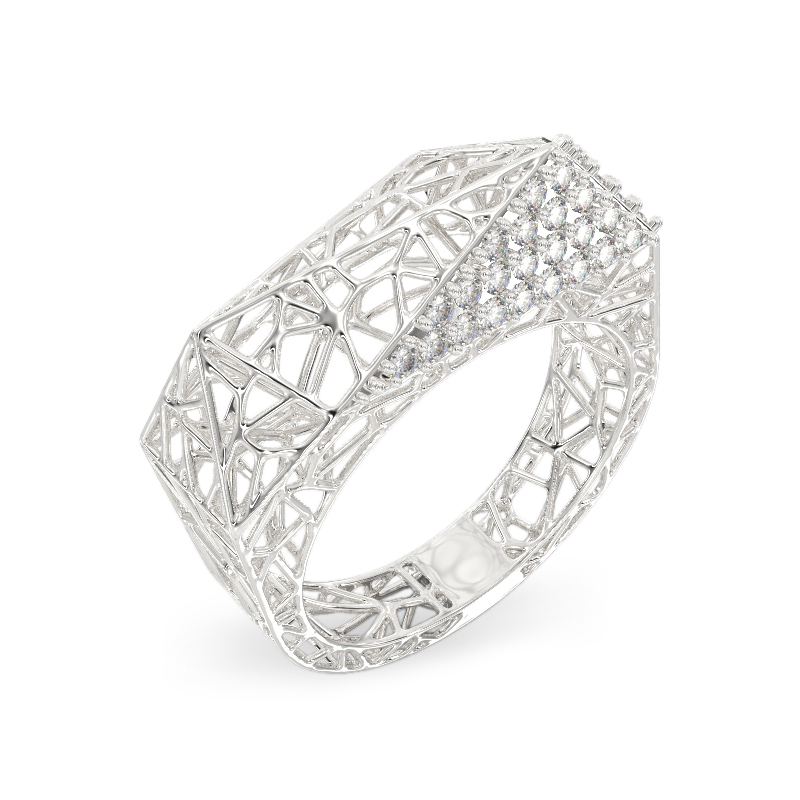 Spider Web White Gold Ring