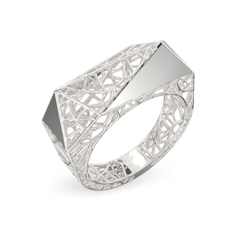 Stylish Spider Web White Gold Ring
