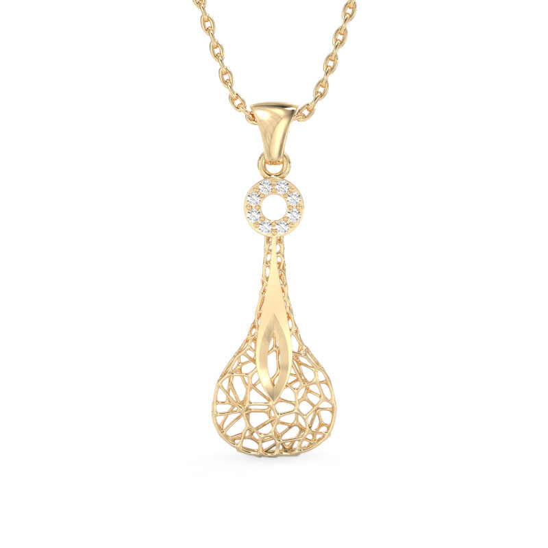 Transparent Drop Yellow Gold Pendant