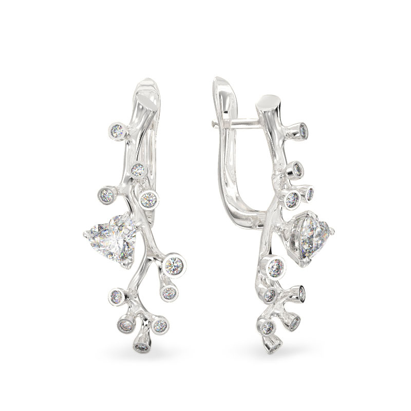 Tree Branch Earrings from White Gold